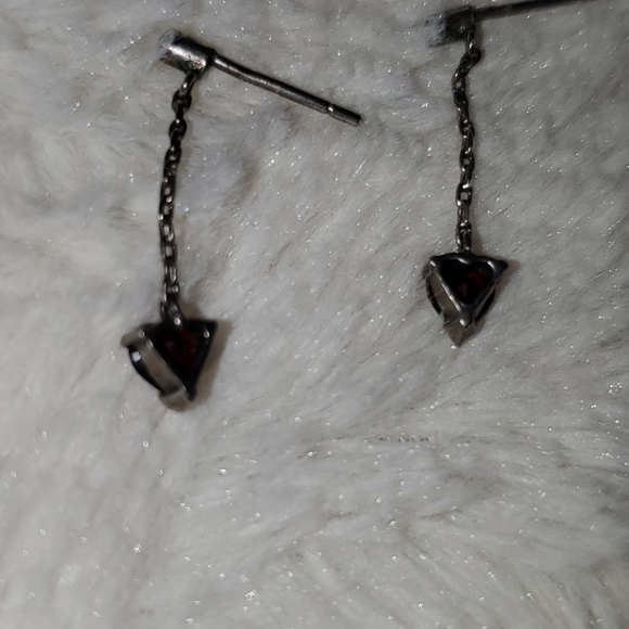 Garnet and Gunmetal ❤ Earrings - Picture 8 of 10